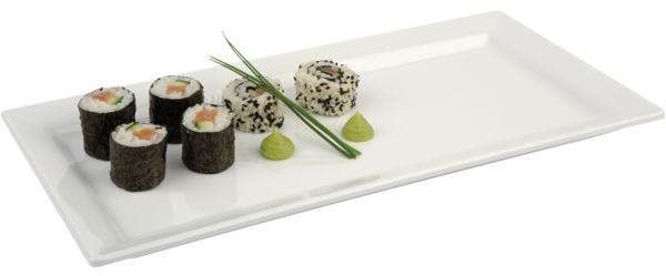 APS Servírovacia tácka sushi obdĺžnik melamín 35,5 × 18 cm biela