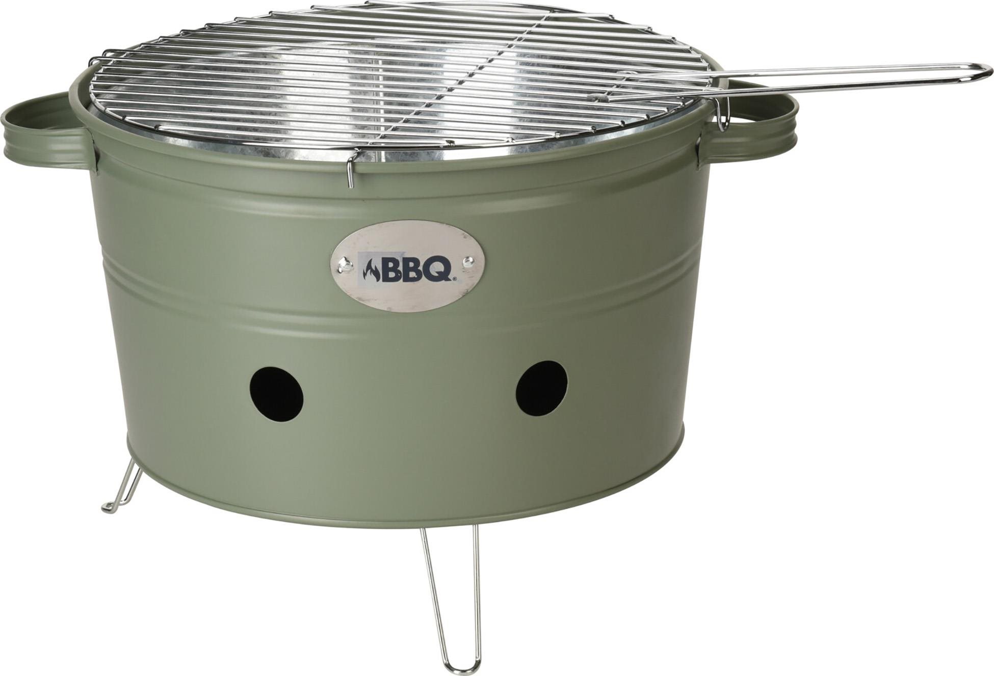 H&L Prenosný gril Bucket o 34,5 cm, zelený