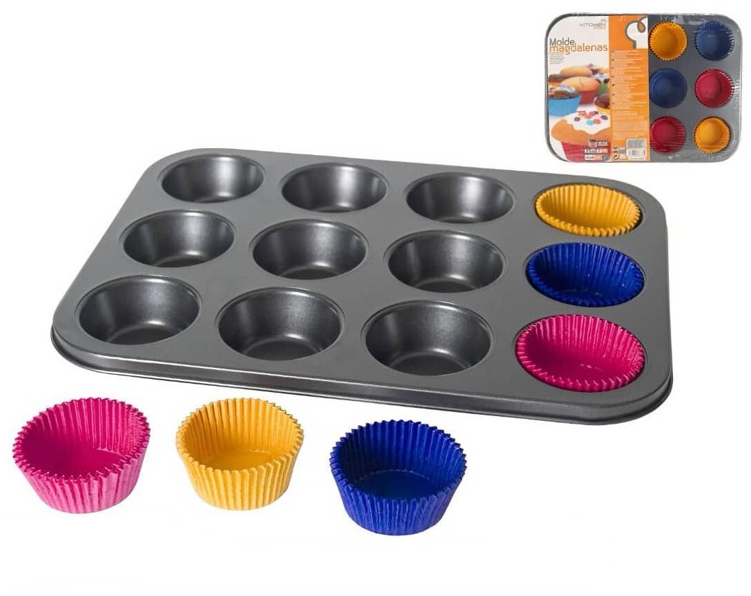 GERIMPORT Forma na muffiny 12 ks + papierové košíčky 60 ks