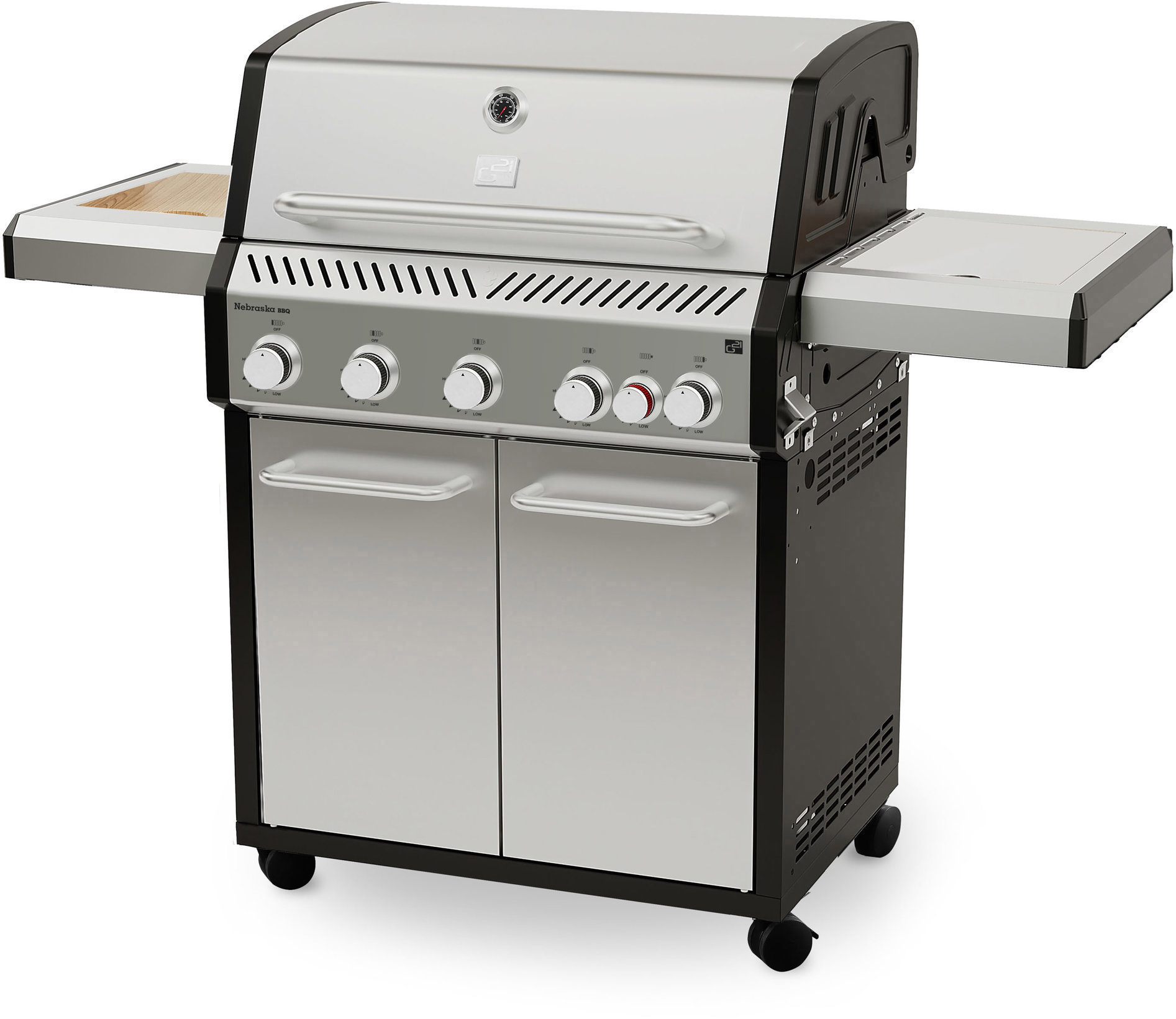 G21 Gril plynový NEBRASKA BBQ Premium line, 6 horákov + redukčný ventil