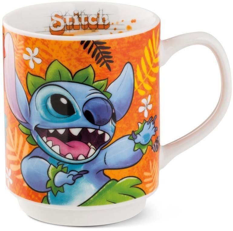 EGAN Porcelánový hrnček Stitch, oranžový