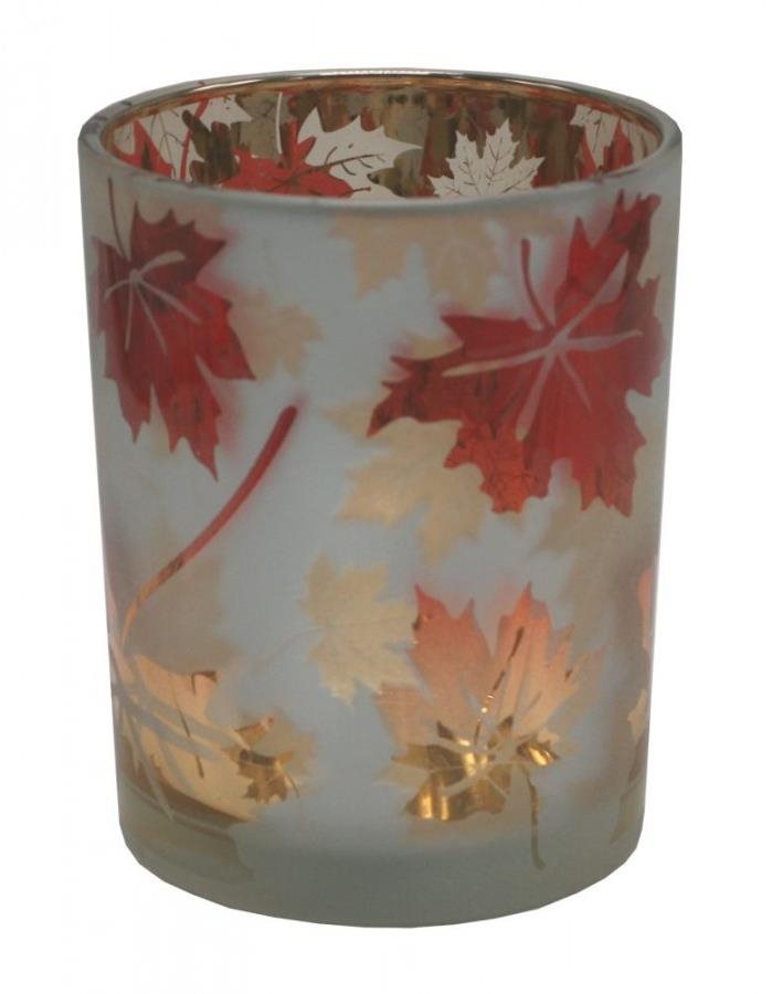 GOBA Svietnik sklenený Jesenné lístie 12 × 10 cm