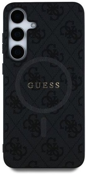 Guess PU Leather 4G Colored Ring MagSafe Zadný Kryt pre Samsung Galaxy S25+ Black
