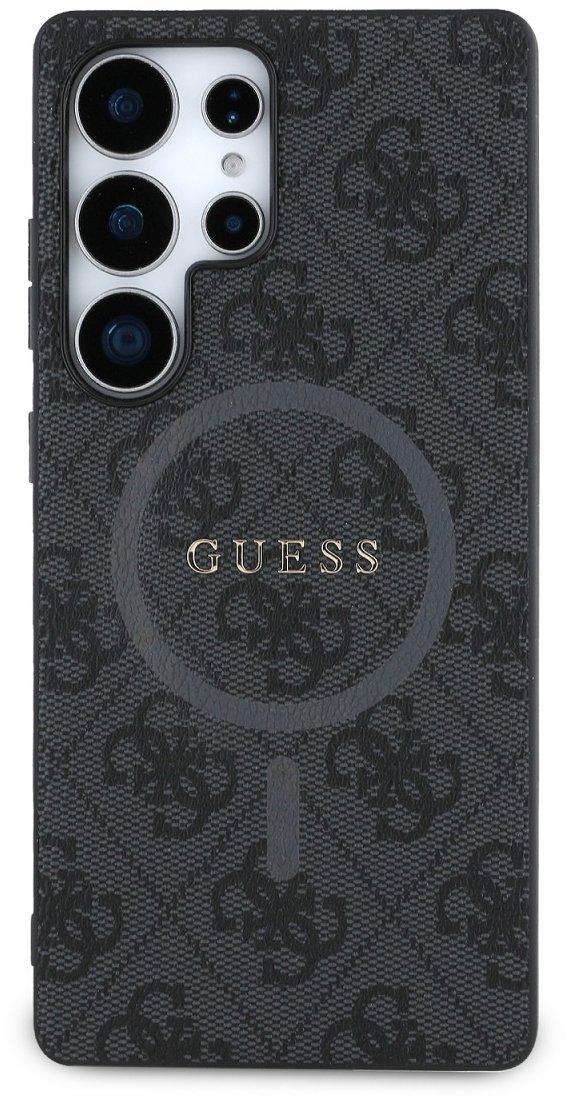Guess PU Leather 4G Colored Ring MagSafe Zadný Kryt pre Samsung Galaxy S25 Ultra Black