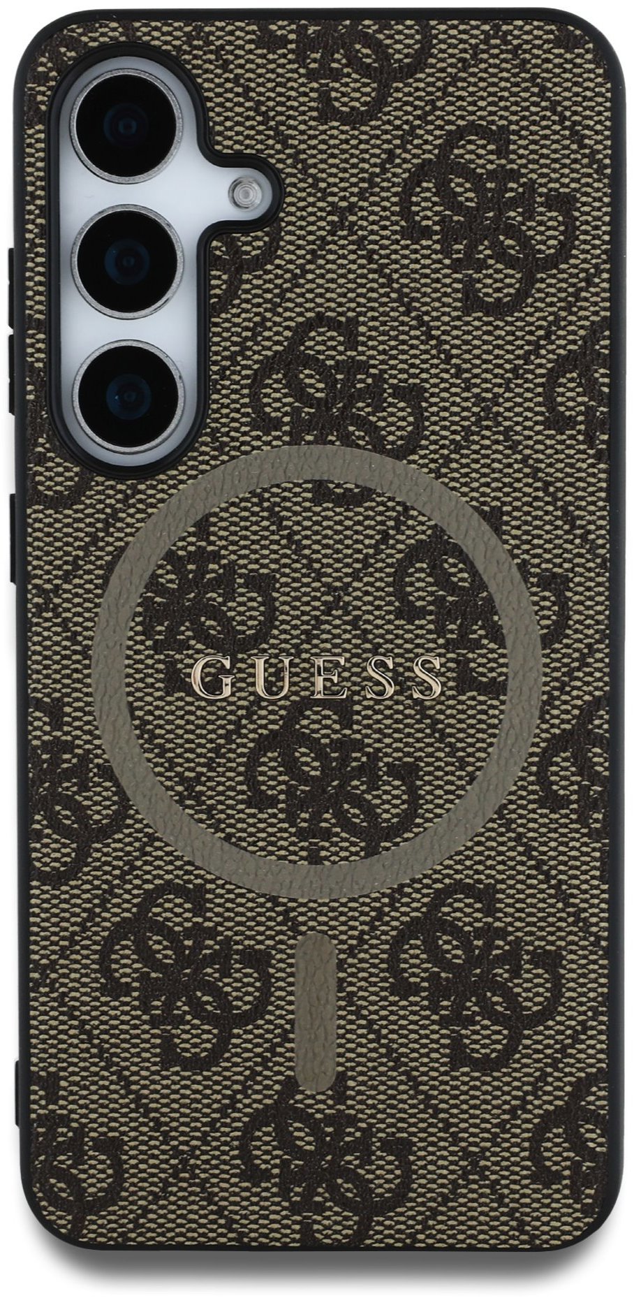 Guess PU Leather 4G Colored Ring MagSafe Zadný Kryt pre Samsung Galaxy S25 Brown