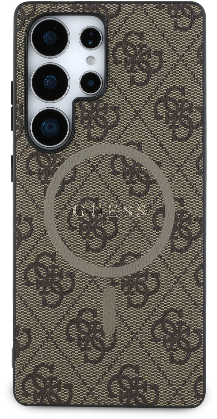Guess PU Leather 4G Colored Ring MagSafe Zadný Kryt pre Samsung Galaxy S25 Ultra Brown