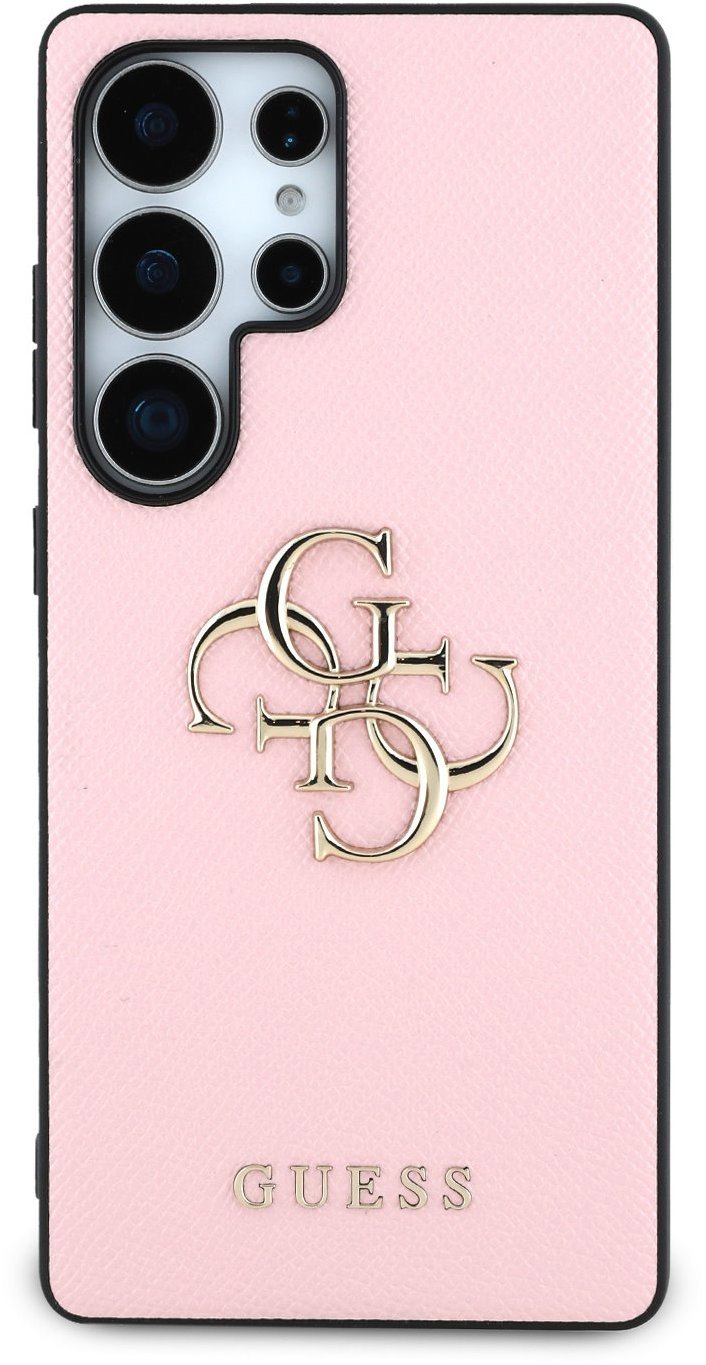 Guess PU Grained 4G Metal Logo Zadný Kryt pre Samsung Galaxy S25 Ultra Pink