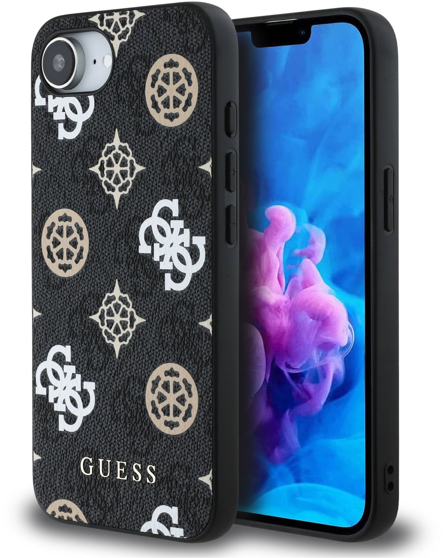 Guess PU 4G Peony MagSafe Zadný Kryt na iPhone 16e Black