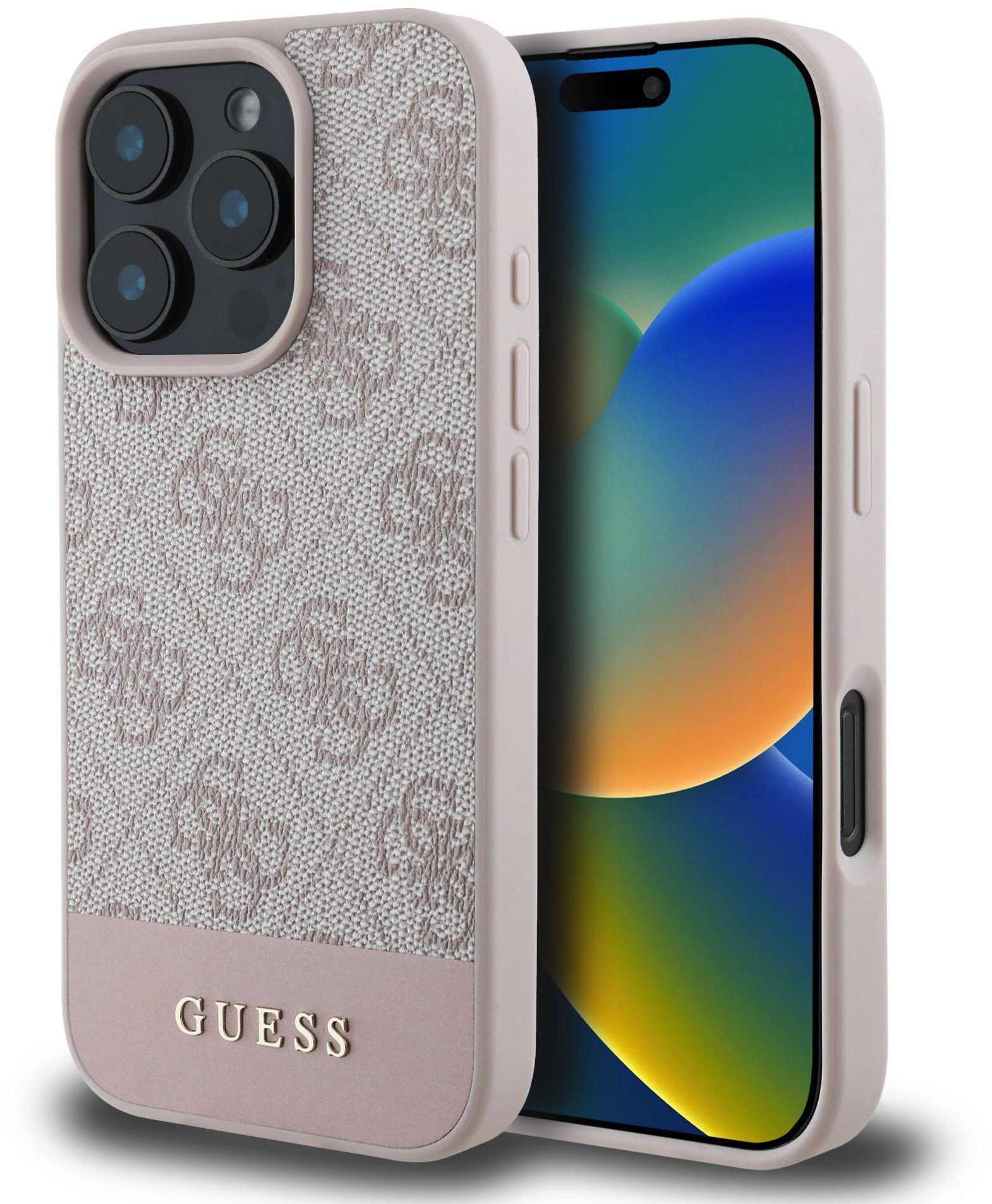 Guess PU 4G Stripe Zadný Kryt na iPhone 16 Pro Max Pink