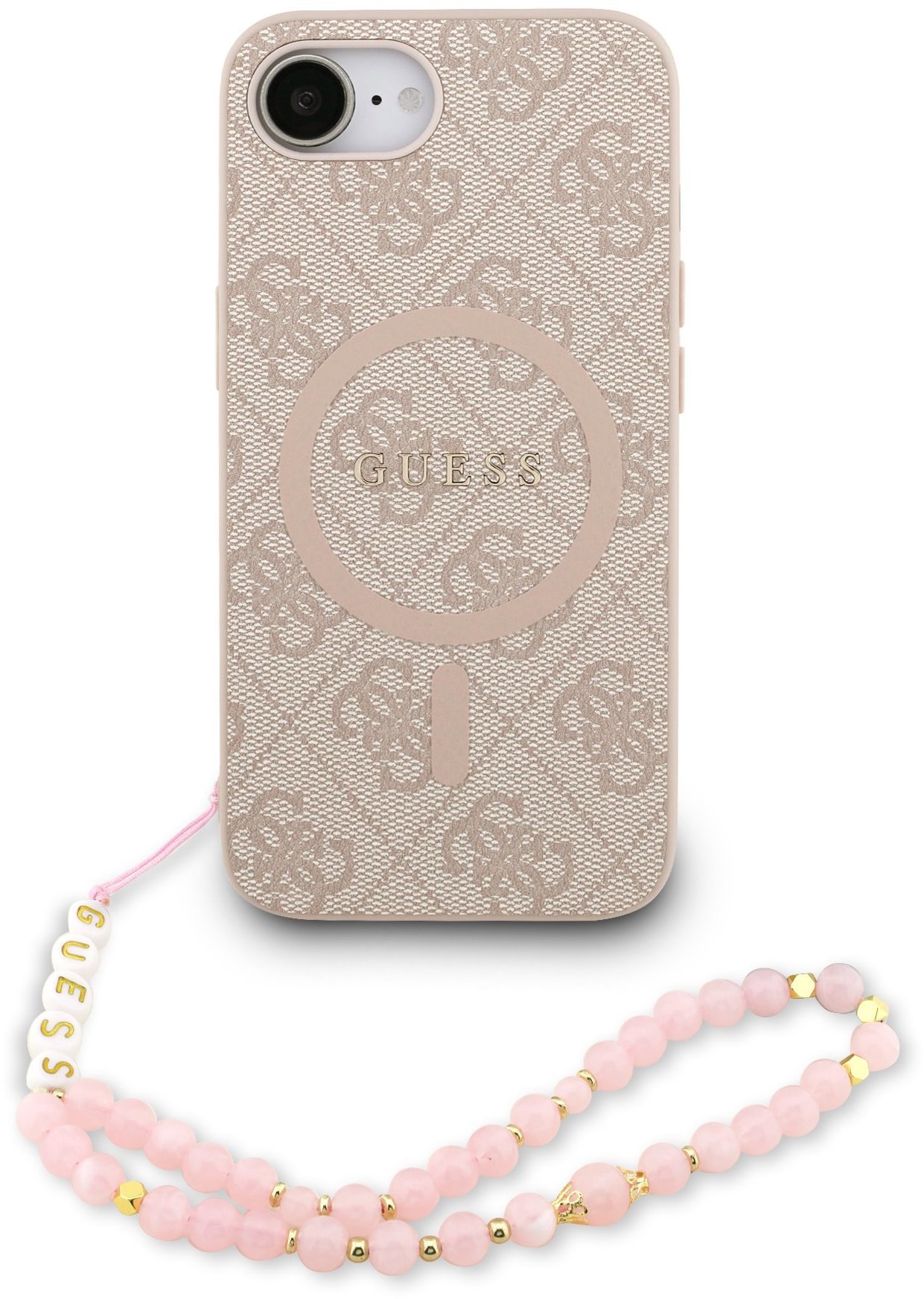 Guess PU Leather 4G Colored Ring Strap MagSafe Zadný Kryt pre iPhone 16e Pink