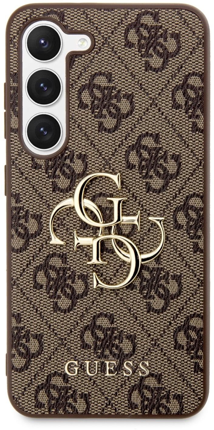 Guess PU 4G Metal Logo Zadný Kryt na Samsung Galaxy S23 Brown
