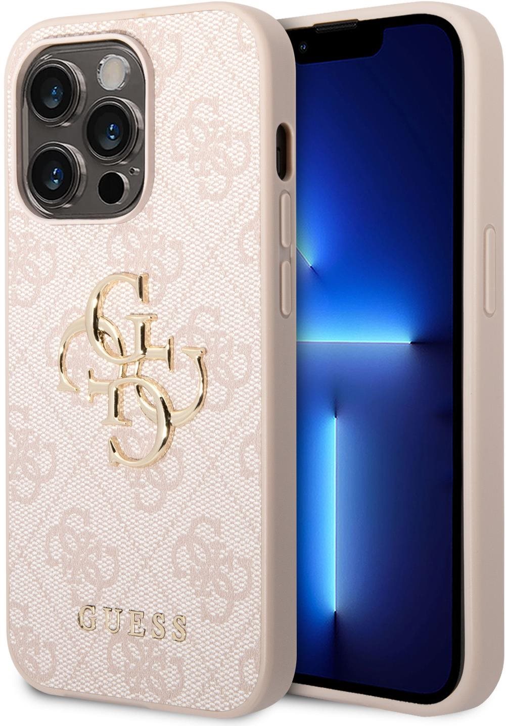 Guess PU 4G Metal Logo Zadný Kryt pre iPhone 15 Pro Max Pink
