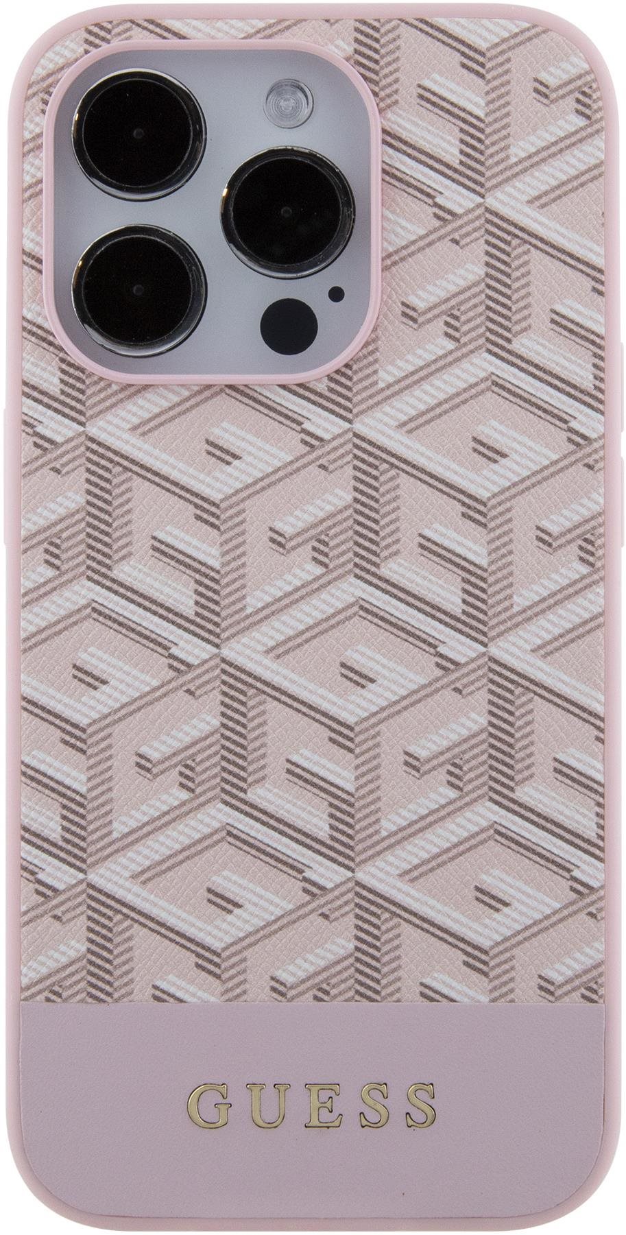 Guess PU G Cube MagSafe Zadný Kryt pre iPhone 15 Pro Pink