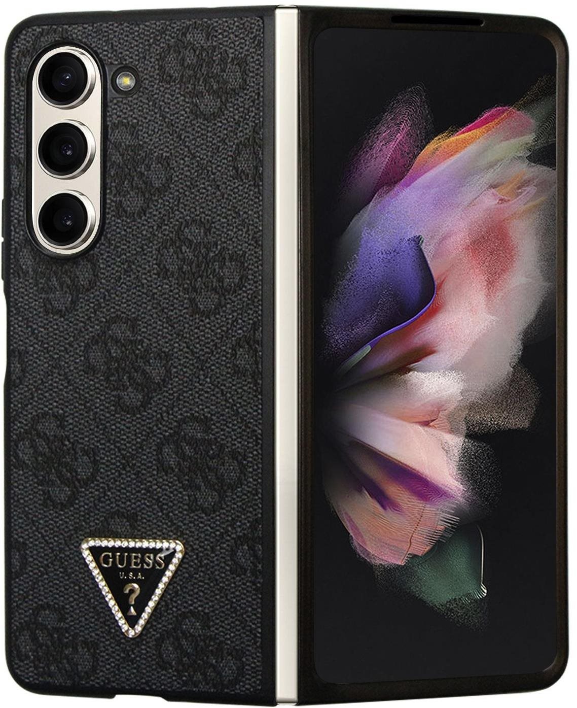 Guess 4G PU Leather Triangle Zadný kryt na Samsung Galaxy Z Fold 5 Black