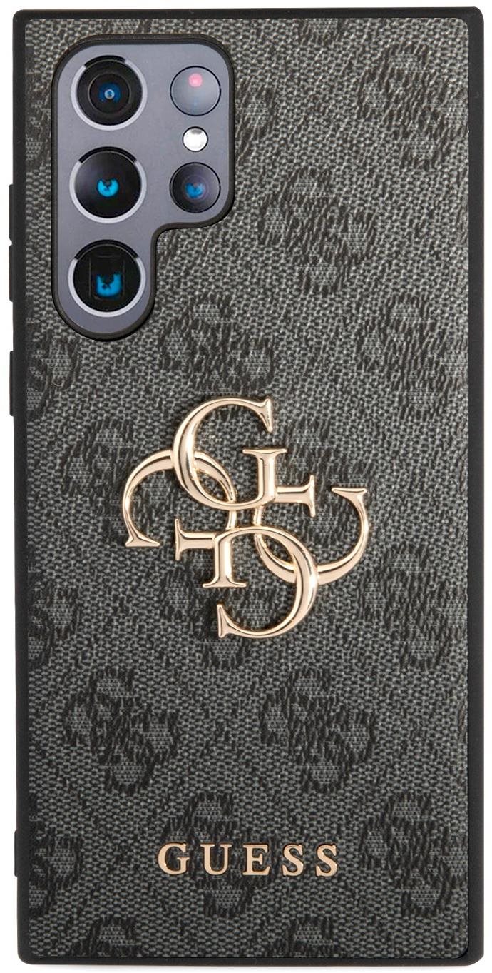 Guess PU 4G Metal Logo Zadný Kryt na Samsung Galaxy S24 Ultra Grey