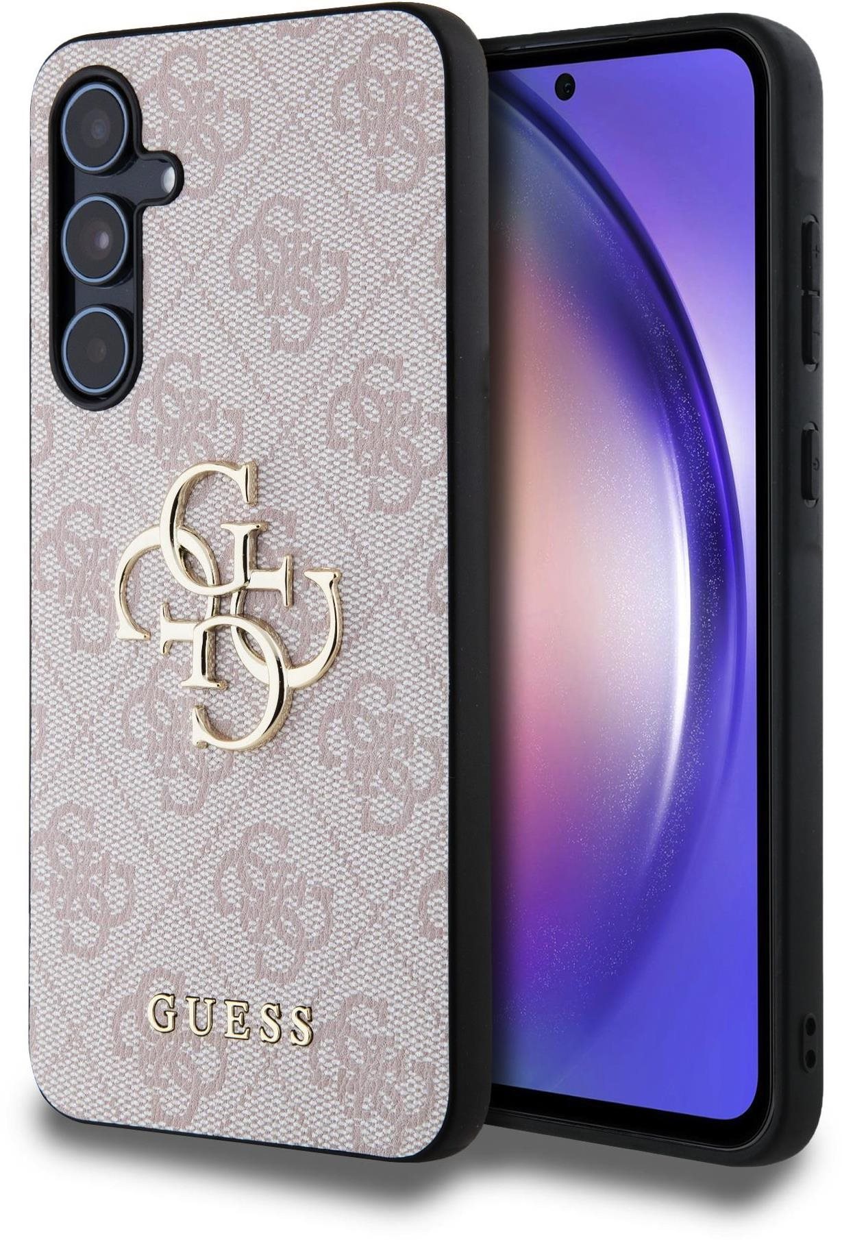 Guess PU 4G Metal Logo Zadný Kryt na Samsung Galaxy A55 5G Pink