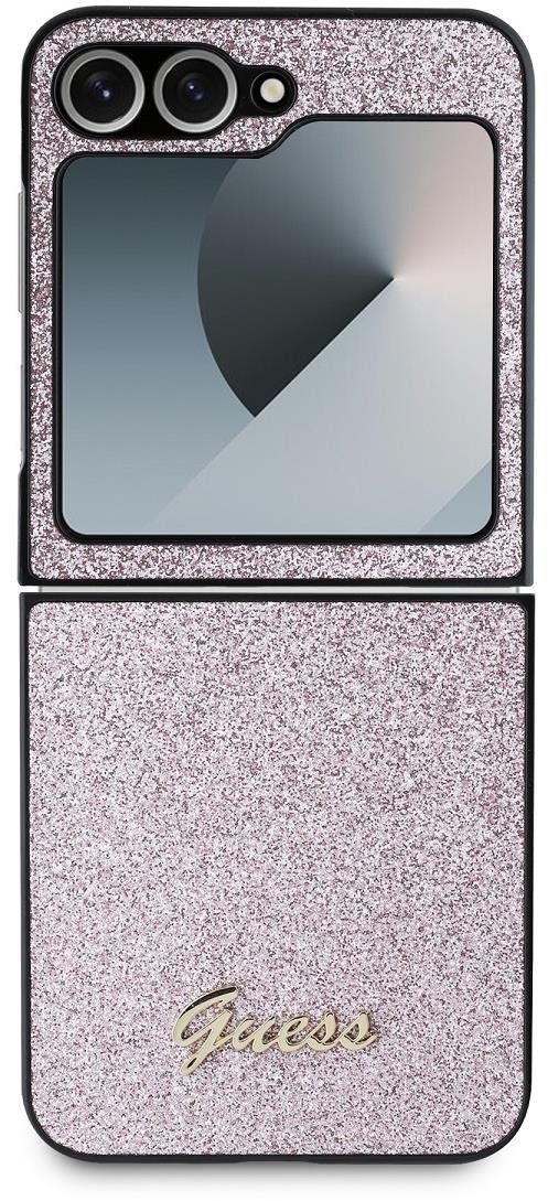 Guess PC/TPU Glitter Flakes Metal Logo Zadný Kryt na Samsung Galaxy Z Flip6 Pink