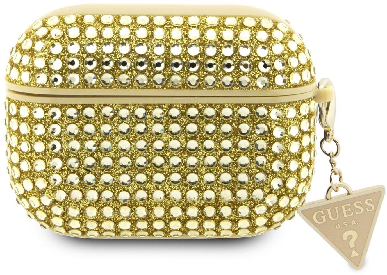 Guess Rhinestones Triangle Metal Logo Puzdro na AirPods Pro Gold