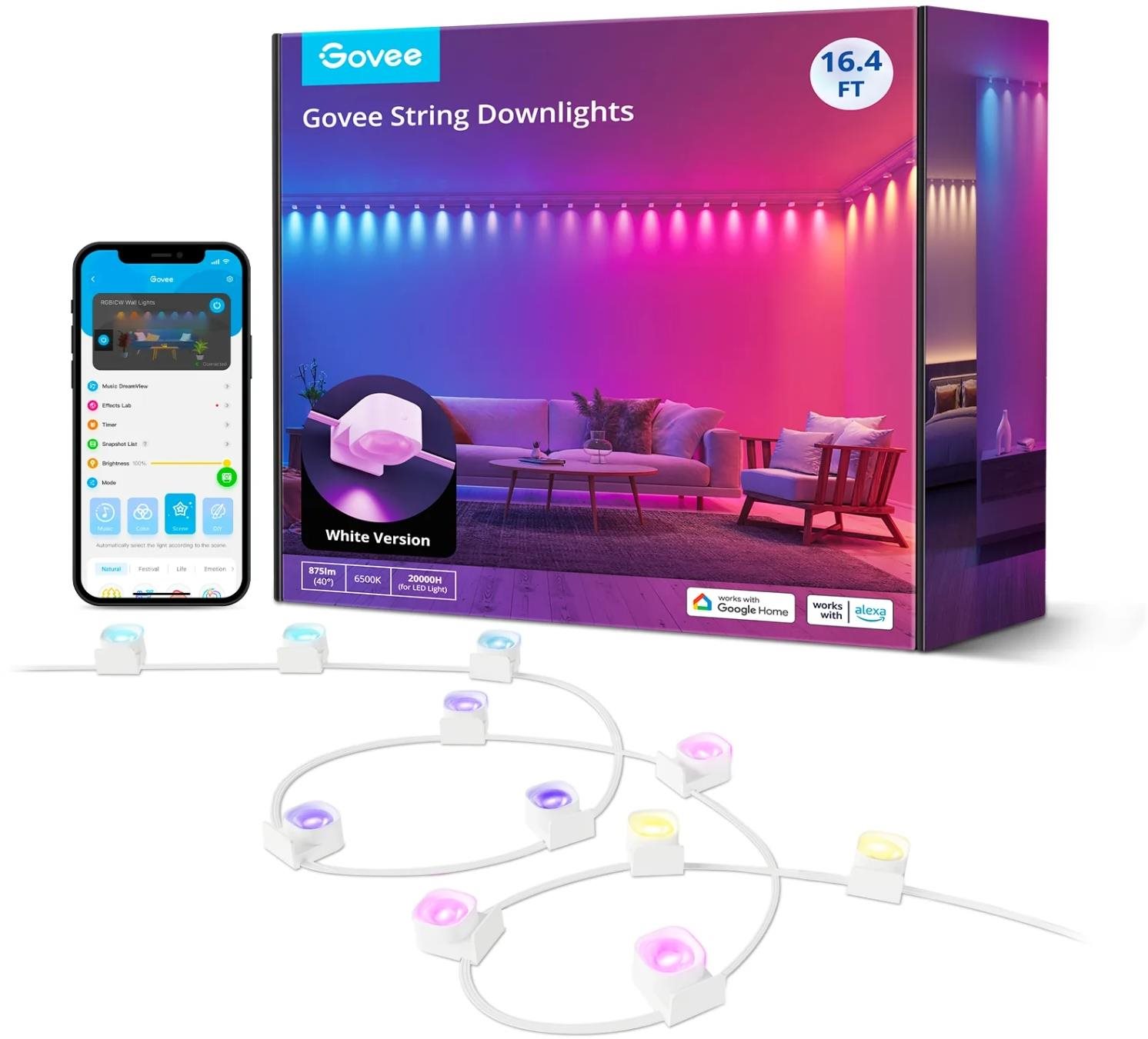Govee RGBIC stropné LED String Downlights, 5 m