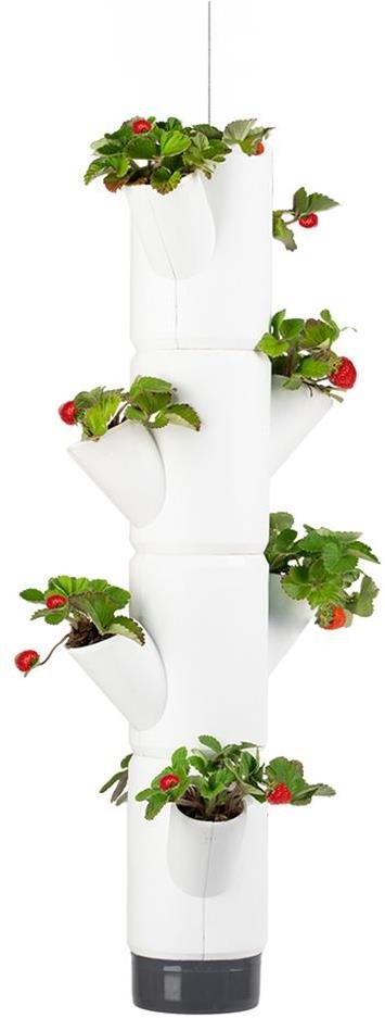 Gusta Garden SISSI STRAWBERRY závesný samozavlažovací kvetináč 4 poschodia, biely