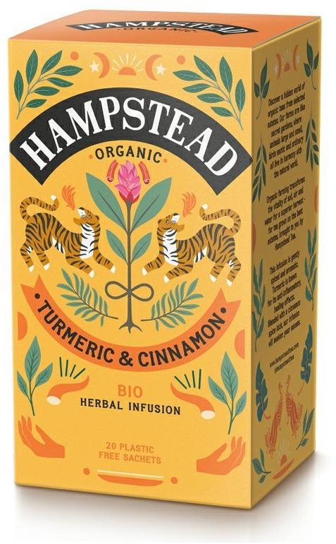 Hampstead Tea BIO Bylinný čaj kurkuma a škorica 20 ks