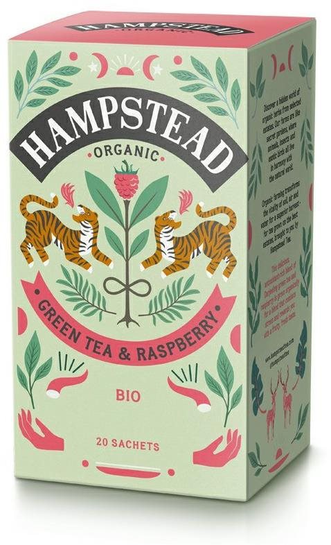 Hampstead Tea BIO Zelený čaj s malinami 20 ks