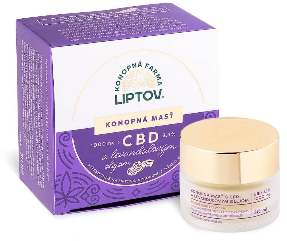 Konopná farma Liptov Masť CBD 1 000 mg, levanduľa, extra silná