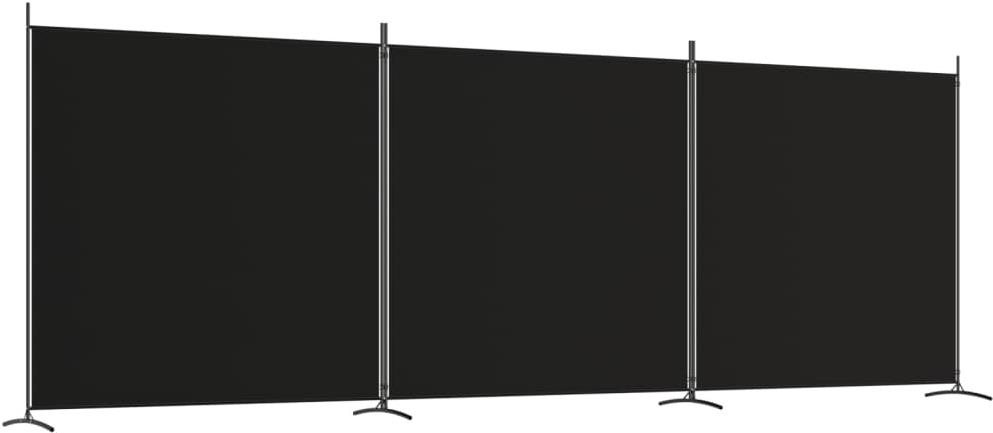 Shumee 3-dielny paraván čierny 525 × 180 cm textil
