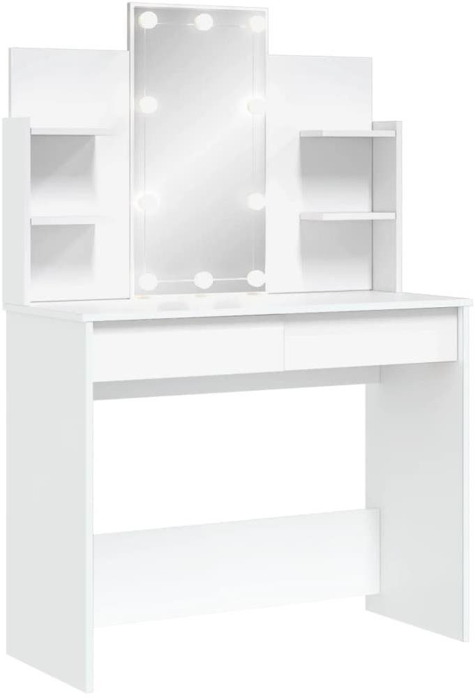 Shumee Toaletný stolík s LED osvetlením biely 96 × 40 × 142 cm