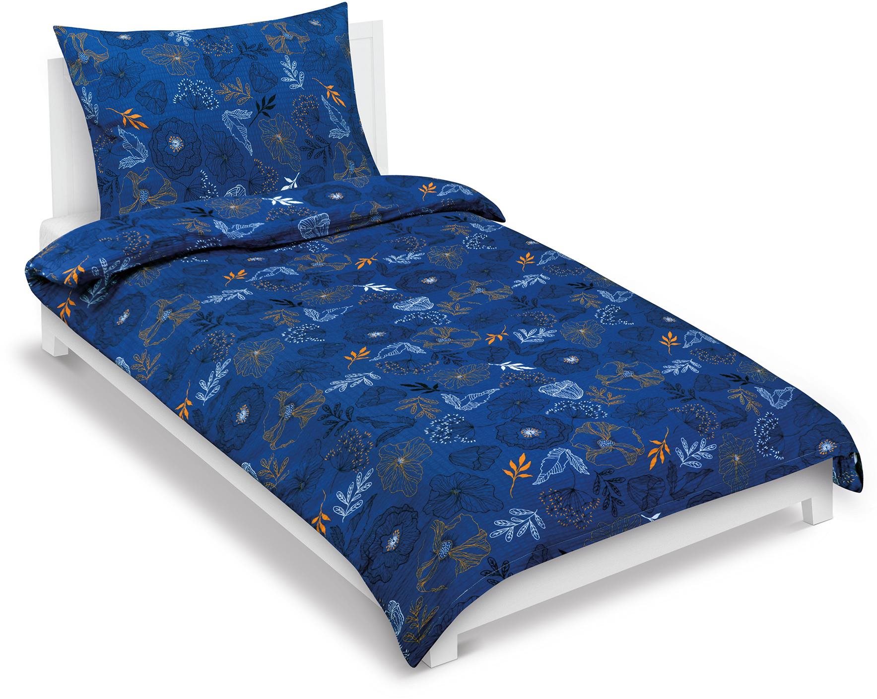 BELLATEX Obliečky krep 80/518 lúka tm. modrá 140 × 200, 70 × 90