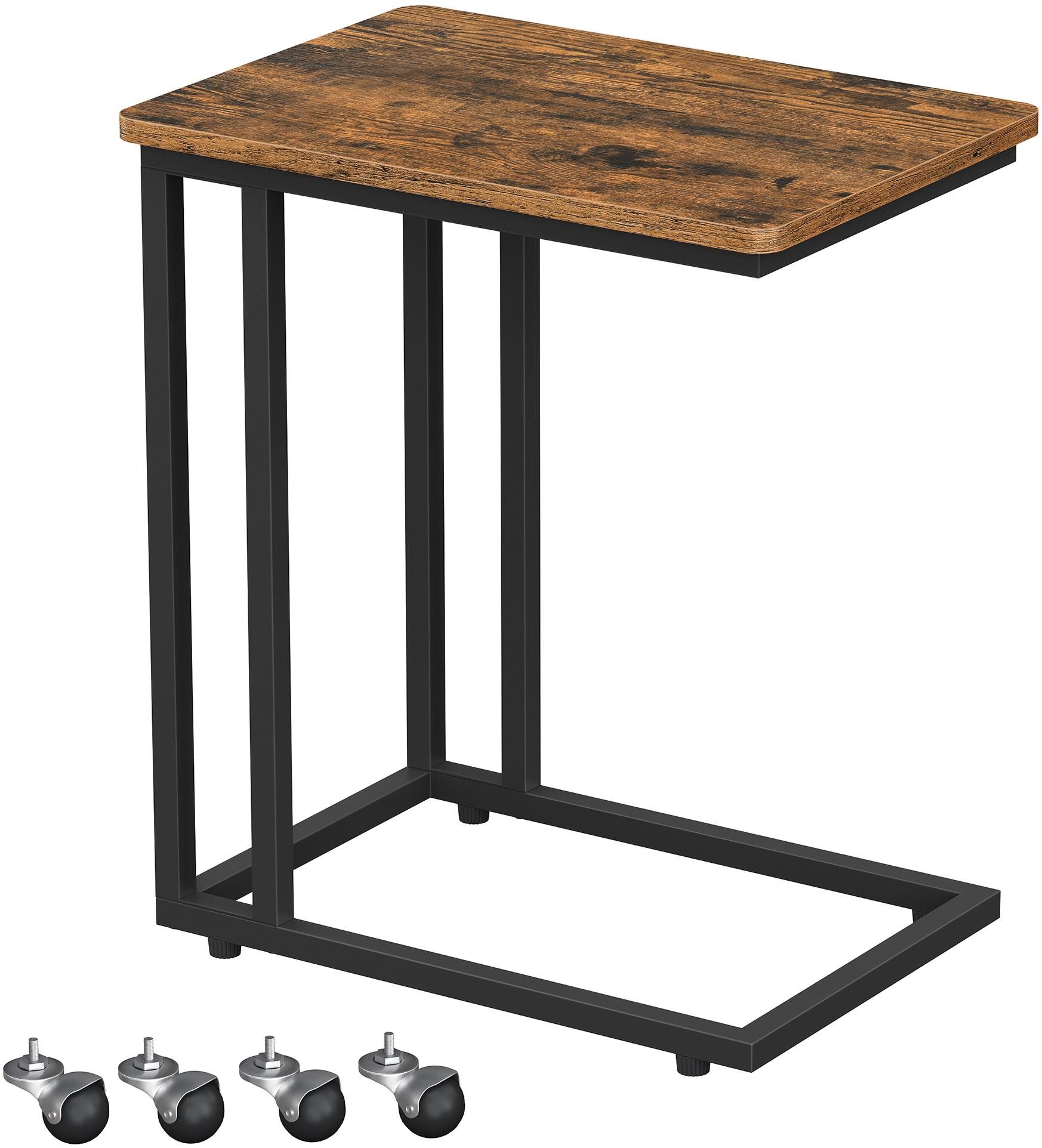 VASAGLE Odkladací stolík na kolieskach, kovový, hnedý 50 × 35 × 60 cm
