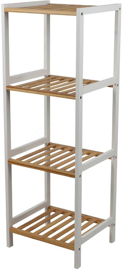DOCHTMANN Regál policový 4 poschodia 35 × 30 × 100 cm, biely, bambus