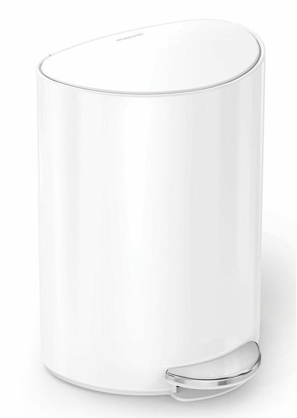 Simplehuman Pedálový odpadkový kôš 6 l, pologuľatý, biela oceľ