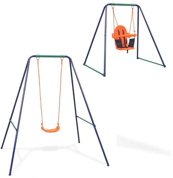 Hojdačka pre jedno dieťa a hojdačka pre batoľa 2 v 1 oranžová