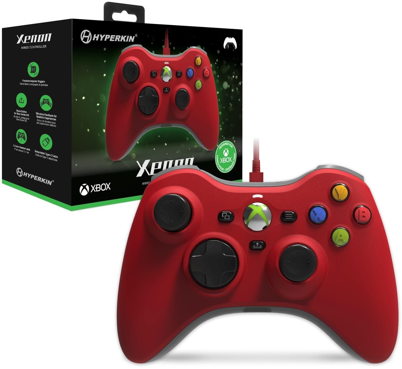 Hyperkin Xenon Wired Controller for Xbox Series|One/Windows 11|10 (Red) Officially Licensed by Xbox