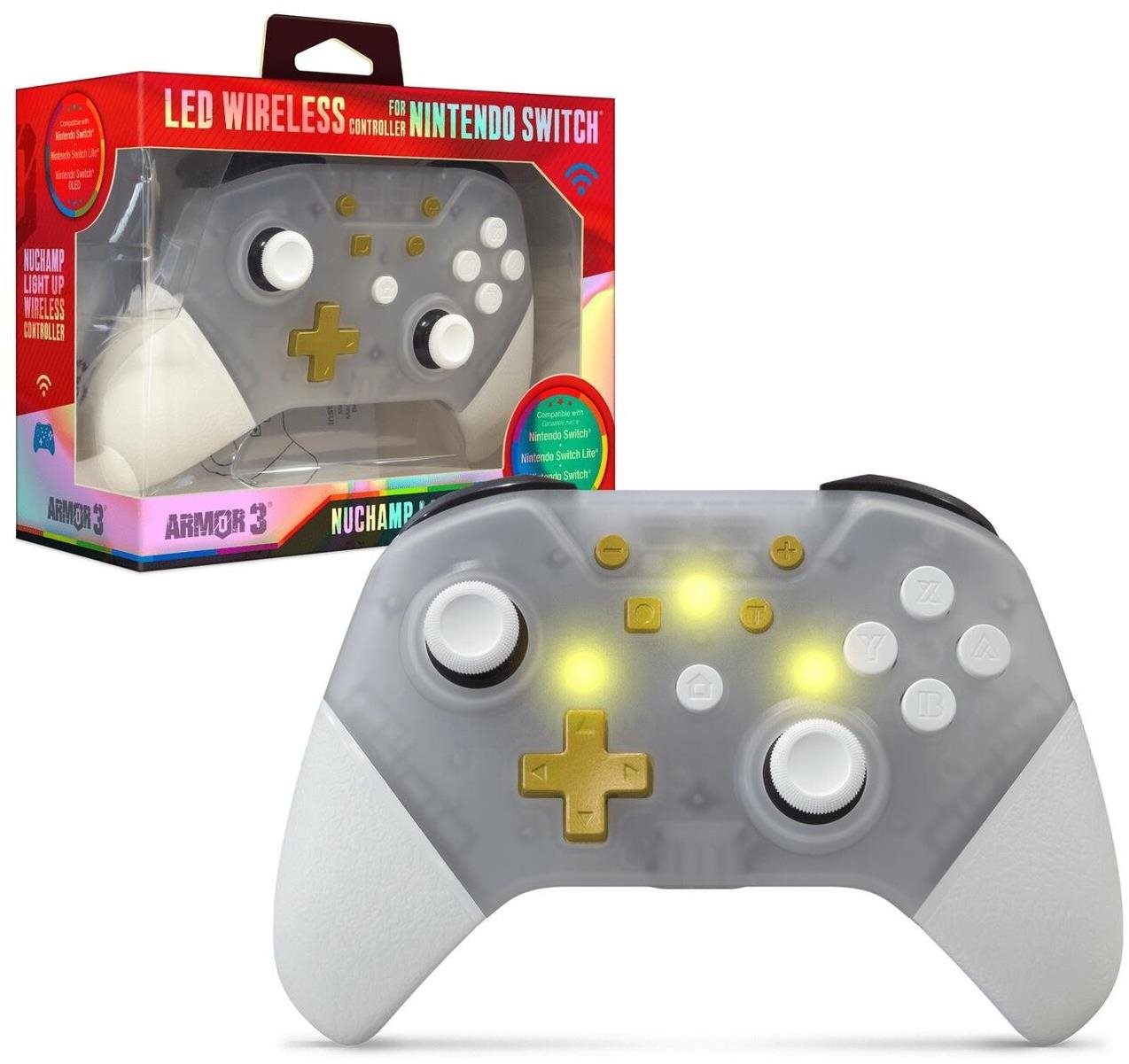 Armor3 NuChamp Wireless Controller for Nintendo Switch (Clear LED)