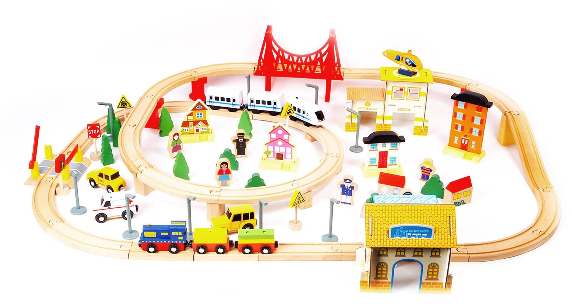 Aga4Kids Drevená vláčiková dráha 108 dielov
