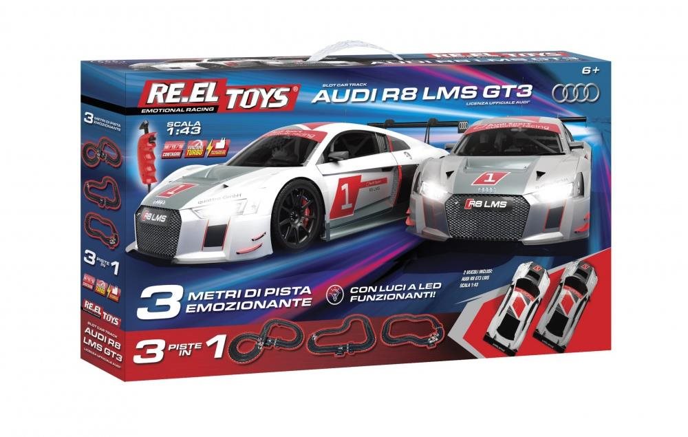 RE. EL Toys Autodráha Audi R8 LMS GT3, 1:43, 3 metre, 3 zostavy, LED svetlá
