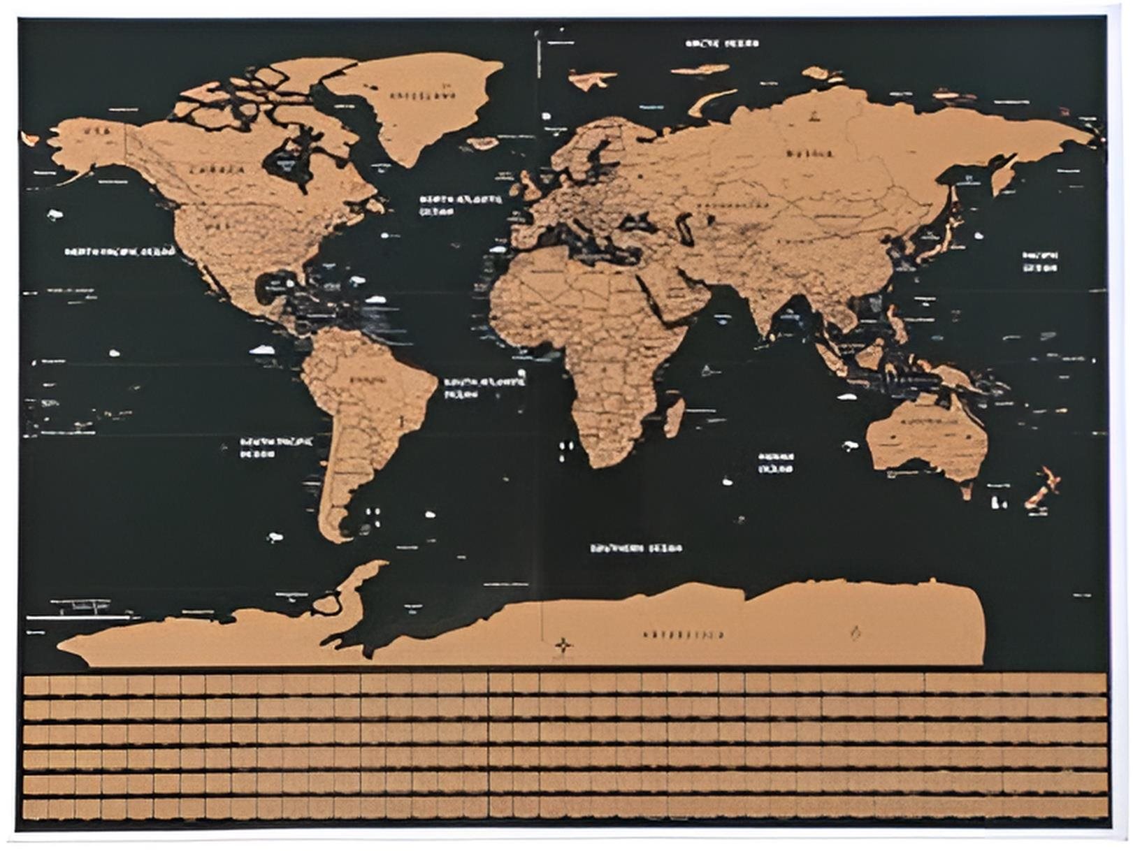 Malatec Veľká stieracia mapa sveta s vlajkami deluxe 82 × 59 cm čierna