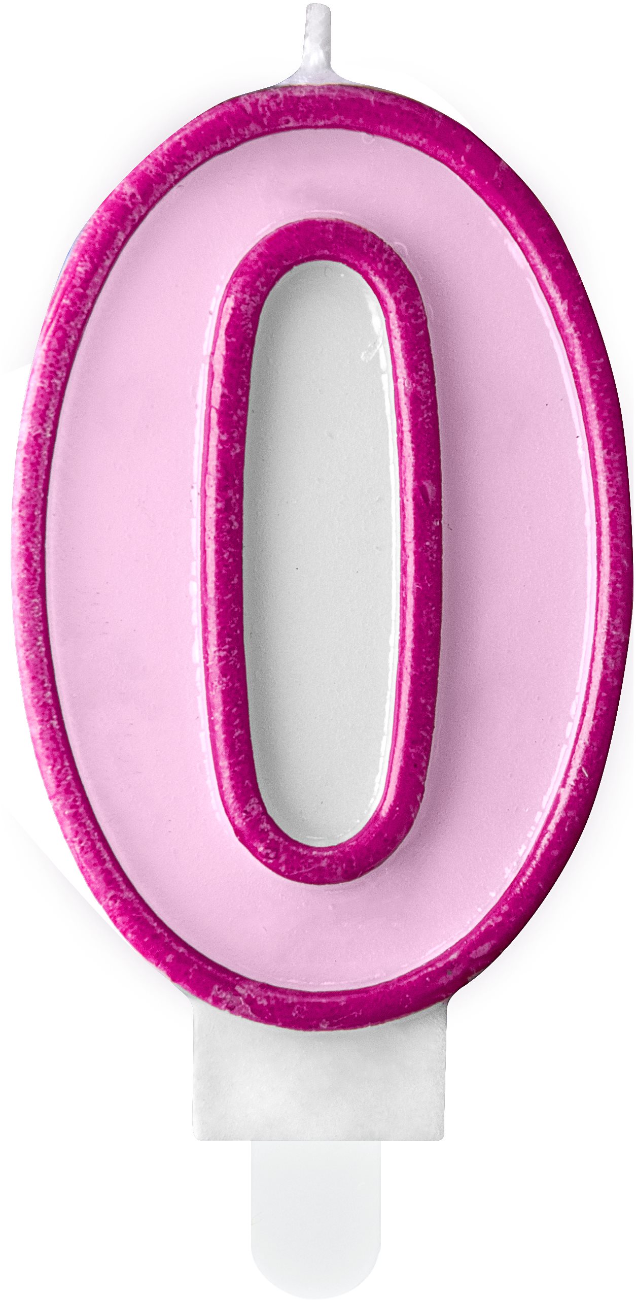 Sviečka narodeninová, 7 cm, číslica „0", ružová