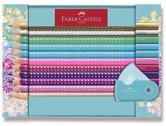 Pastelky Faber-Castell Sparkle v dizajnovej plechovej dóze, súprava 21 ks