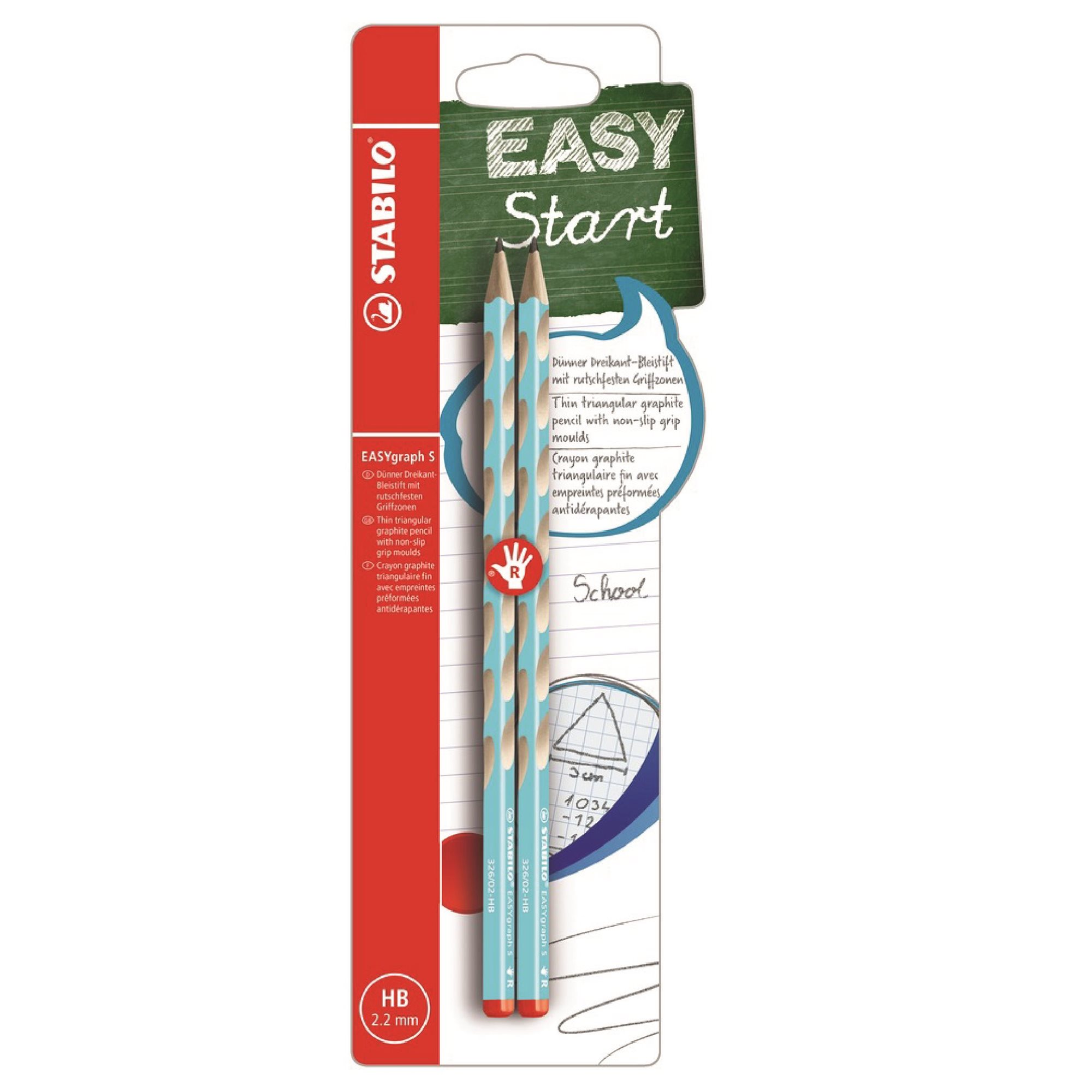 STABILO EASYgraph S R HB, modrá, 2 ks, Blister