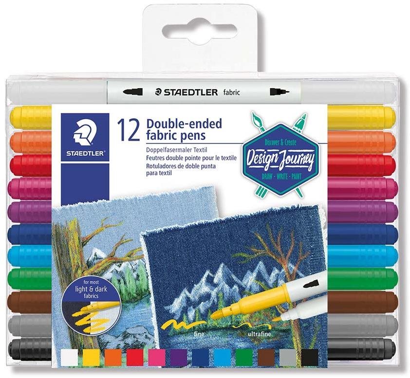 STAEDTLER ,,Dizajn Journey" Fixky na textil, 12 rôznych farieb, obojstranné