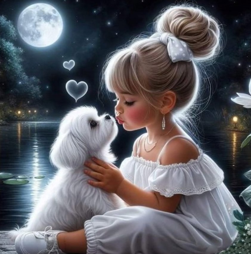 Norimpex Dievča so psíkom 30 × 40 cm