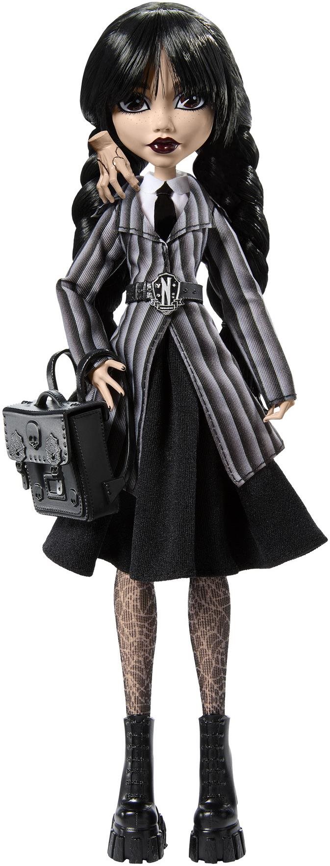 Monster High Wednesday Addams v školskej uniforme s doplnkami