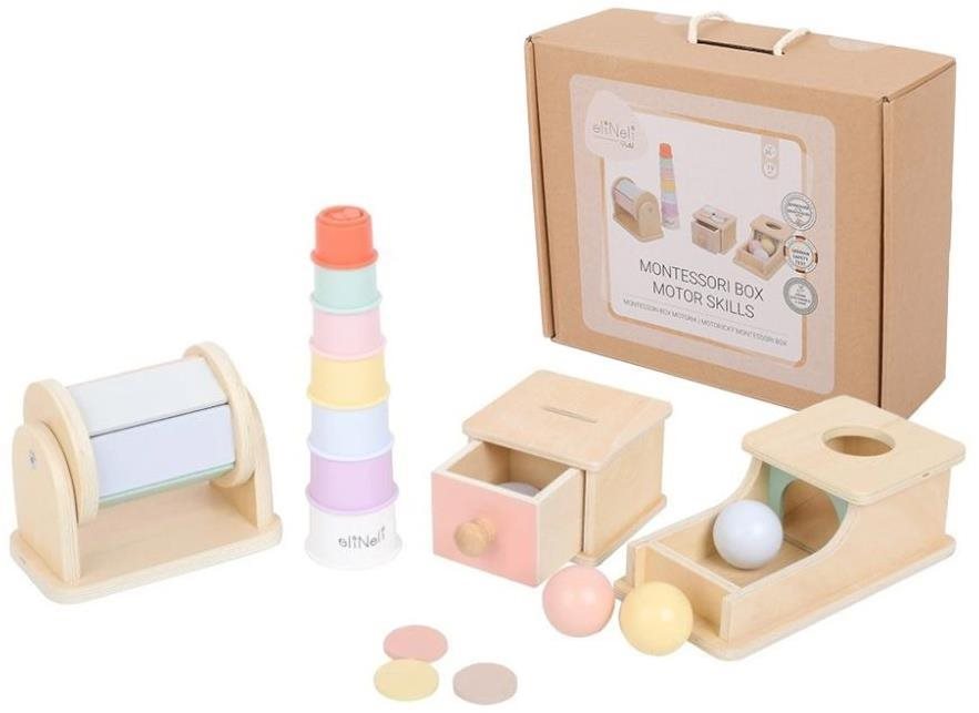 eliNeli Sada montessori motorických hračiek pre deti od 3 rokov – edukačný box