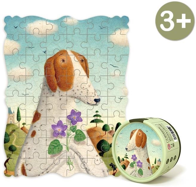 Mideer puzzle – Portrét psa s fialkami