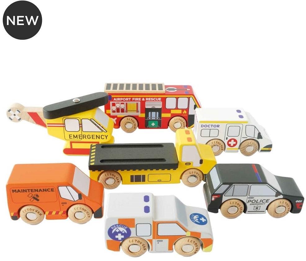 Le Toy Van Súprava záchranných autíčok s vrtuľníkom