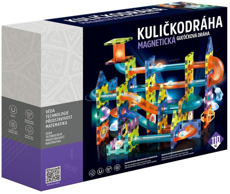 Alltoys Guľôčková dráha magnetická so svetlom, 110 ks