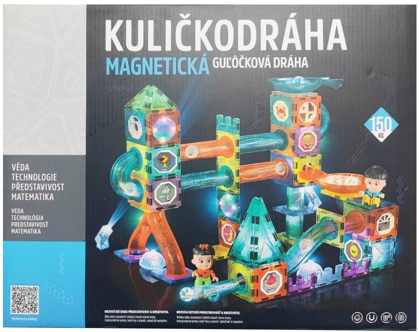Alltoys - Guľôčková dráha magnetická so svetlom, 150 ks